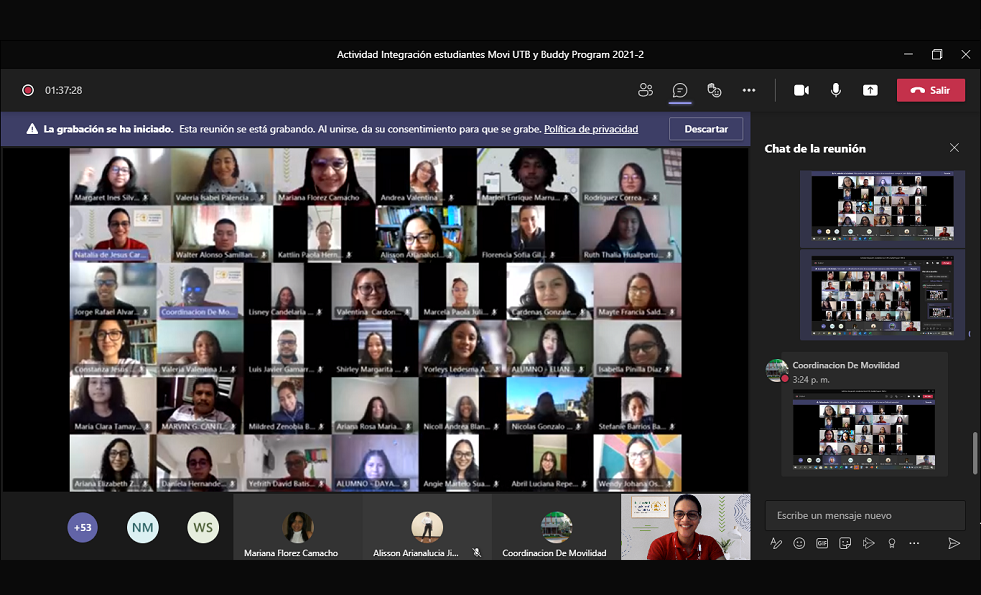 sesion virtual programas internacionalizacion UTB MoviUTB Buddy Program